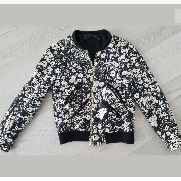 zara floral print bomber jacket